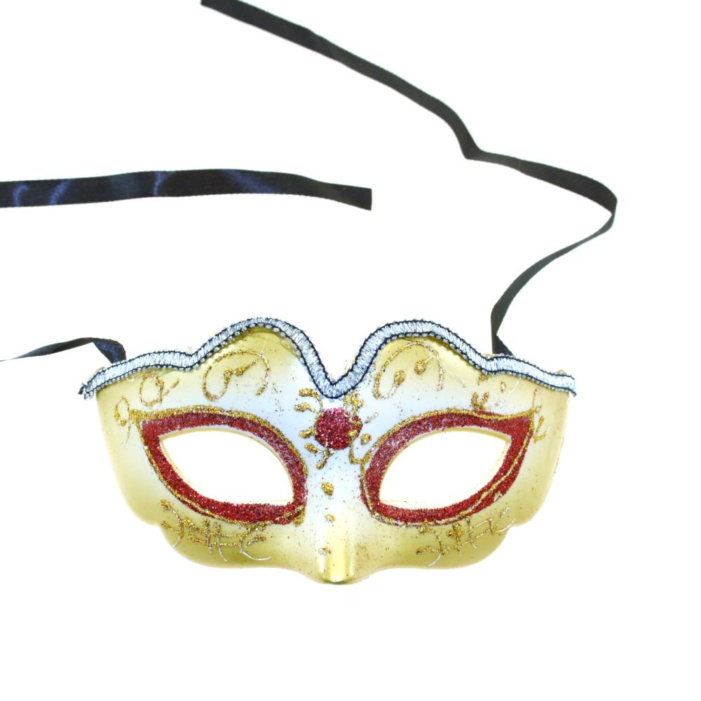 Zac's Alter Ego - Classic Venetian Tri-Tone Glitter Masquerade Maske - Gelb